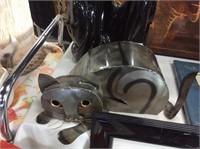 Metal cat sculpture