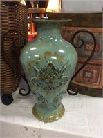 Green metal vase