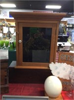 Glass and wood wall curio cabinet