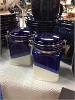 Blue and white two piece canister
