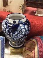 Blue and white floral vase