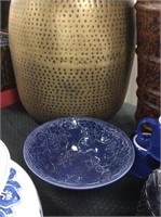Large blue serving bowl