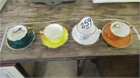 4 BONE CHINA MINI TEA CUPS & SAUCERS