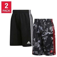2-Pk Adidas Boy's LG Short, Black and Grey Large