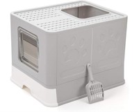 Vealind Foldable Cat Litter Box with Lid Front