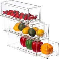 Moretoes Fridge Drawers 3 Pack  Clear  Stackable