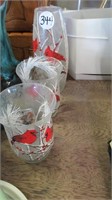3 CARDINAL VASES W/BATTERY OPERATED LIGHTS INSIDE