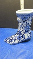 BLUE VICTORIAN LADIES' BOOT VASE/PLANTER