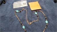 DARK BLUE & TURQUOISE COLOURED BEADED NECKLACE