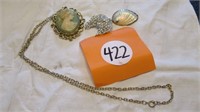 CAMEO STYLE NECKLACE, SHELL, PIN