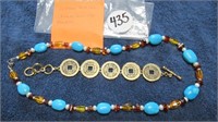 COSTUME NECKLACE, CHINESE COIN-LIKE BRACELET
