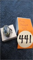 RING STAMPED 925 - LGE BLUE STONE
