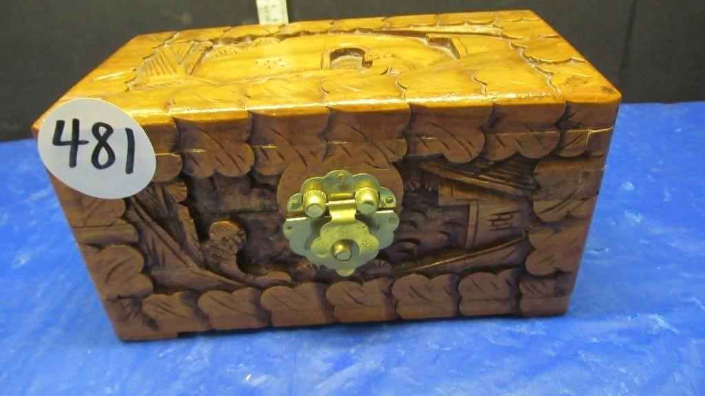 SM CARVED ASIAN WOOD BOX