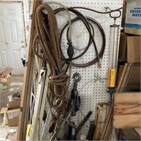 Wall of ropes, pulley, saw bucks