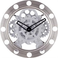 $130 - Kikkerland Gear Wall Clock, Nickel/White