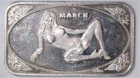 1ozt Silver .999 Nude Girl Art Bar