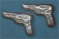 2 - 2ozt Silver .999 (4ozt TW) Poured Guns