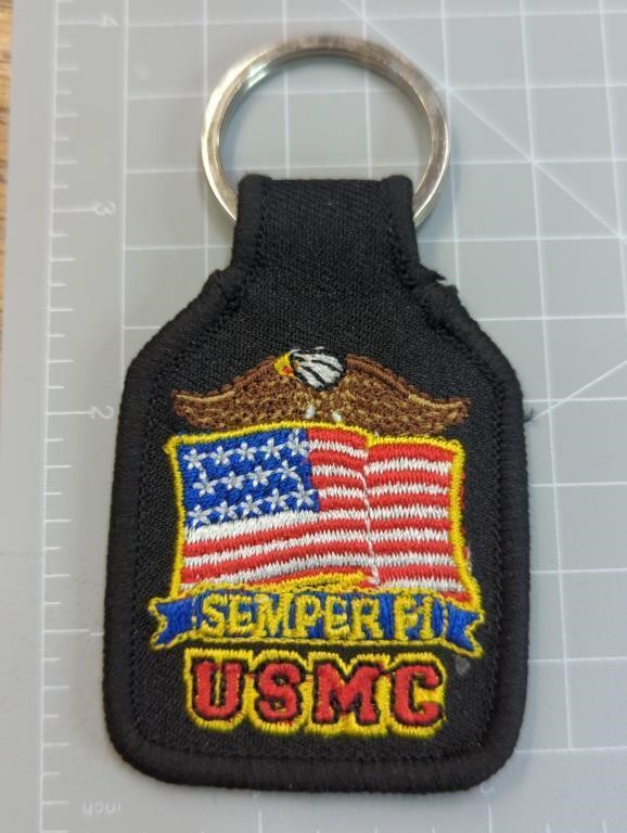 Embroidered keychain simplify US Marine corps