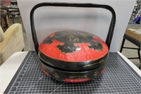 Oriental Covered Basket w/ Handle