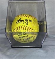 Autographed Game Ball, Lyndsey Grein 1-hitter