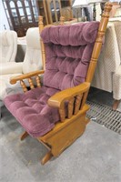 Burgundy Upholstered Oak Rocker