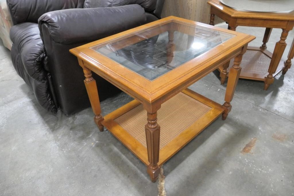 Glass Top End Table & Pictures