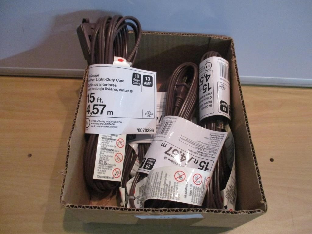 5 New 15ft Extension Cords 16ga