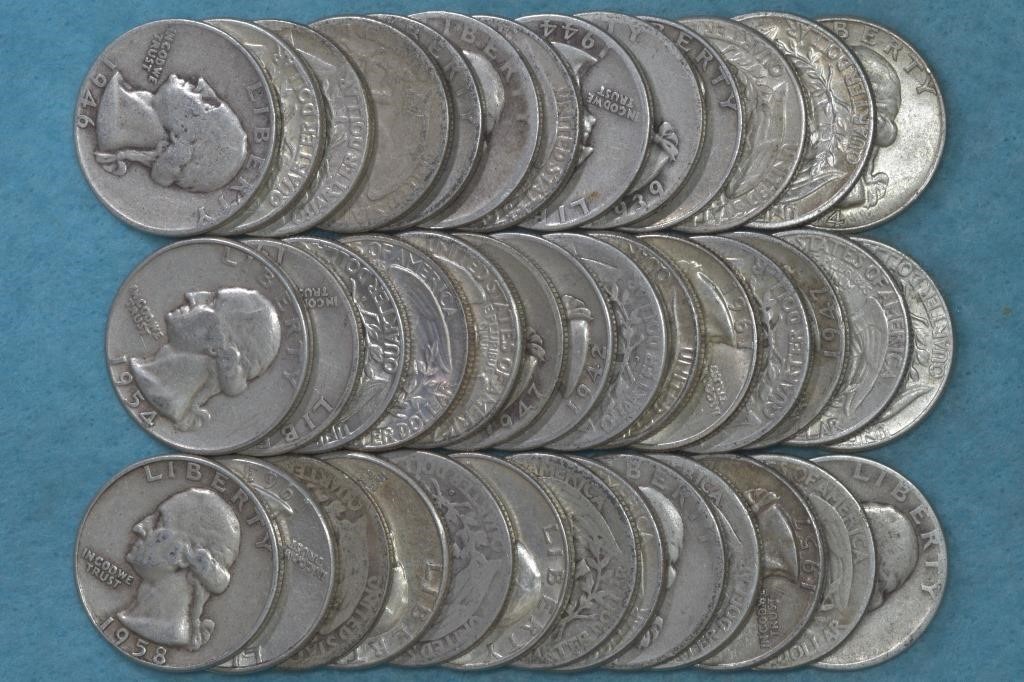 Roll of Washington 90% Silver Quarters