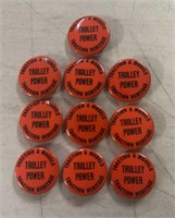 (10 COUNT)BUTTON PINBACK-TROLLEY POWER
