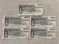 (5) VINTAGE STOCK CERTIFICATE, COUPONS-NEW YORK,