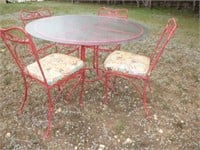 Vintage Wrought Iron & Glass Patio Table Set