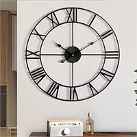 Large Wall Clock, Metal Retro Roman Numeral Clock,
