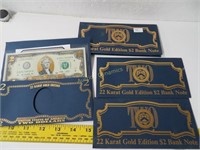 Four, 22 Karat Gold Edition $2 Bank Notes