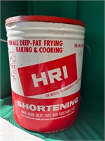 Vintage HRI Shortening Can 50 lbs