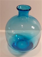 Light Blue Aqua Art Glass Decanter Vase.