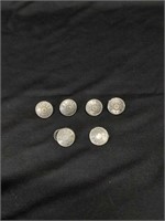 6 Southern Railroad Sliver tone Buttons