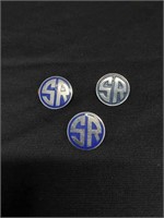 Three Southern Railway Silver tone and blue Pins
