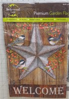 Fall Garden Flag - Rustic Star with Birds -