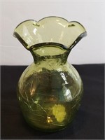 Jamestown Green Craquel Glass Fluted Scalloped