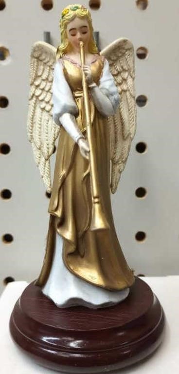 Enesco Antique Gold 4" Angel with Flute Figurine