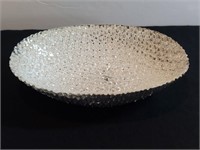 Handmade Silver And Clear Case Glass Bowl