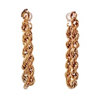 Rope Link Chain Dangle Earrings 14k Gold