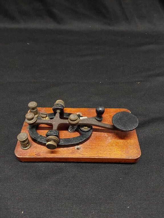 Vintage Wood Mounted Telegraph Morse