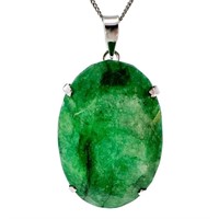 130 Carat Natural Emerald Pendant Silver