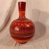 Vintage Mexican Pottery Folk Art Bulbous Bottle