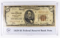 1929 $5 FEDERAL RESERVE NOTE
