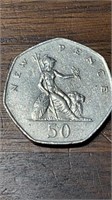 1978 Queen Elizabeth II 50 Pence Coin