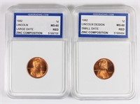 (2) 1982 GRADED LINCOLN CENTS