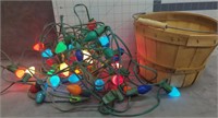 Basket with Christmas lights