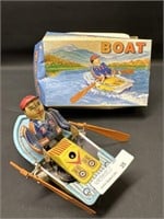 Vtg Boxed MS 424 Tin Rowing Boat no key